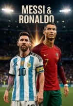 messi and ronaldo metal poster