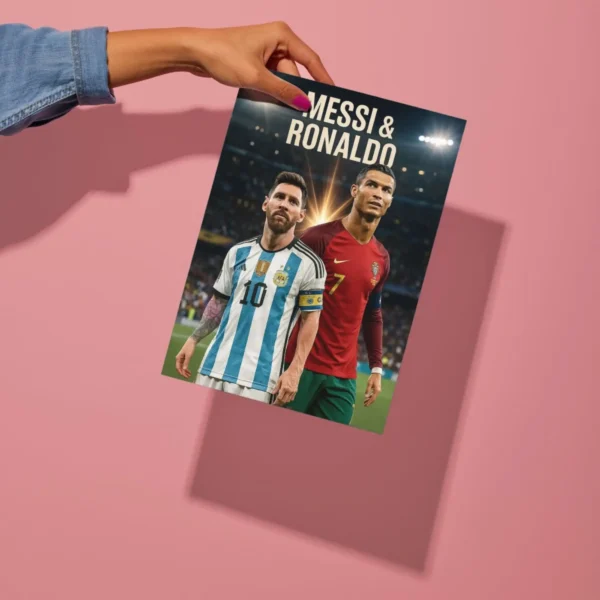 messi and ronaldo metal poster preview