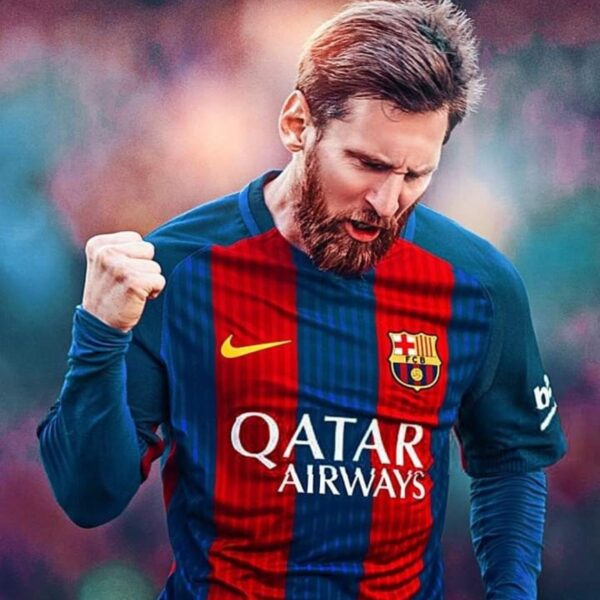 messi barcelona football metal poster