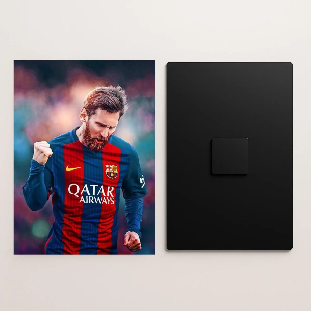 messi barcelona football metal poster front and back preview