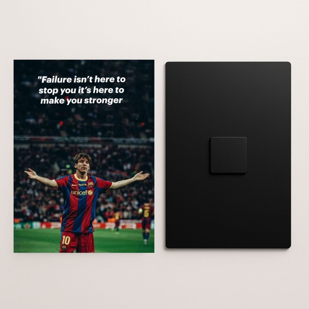 messi quote metal poster front and back preview