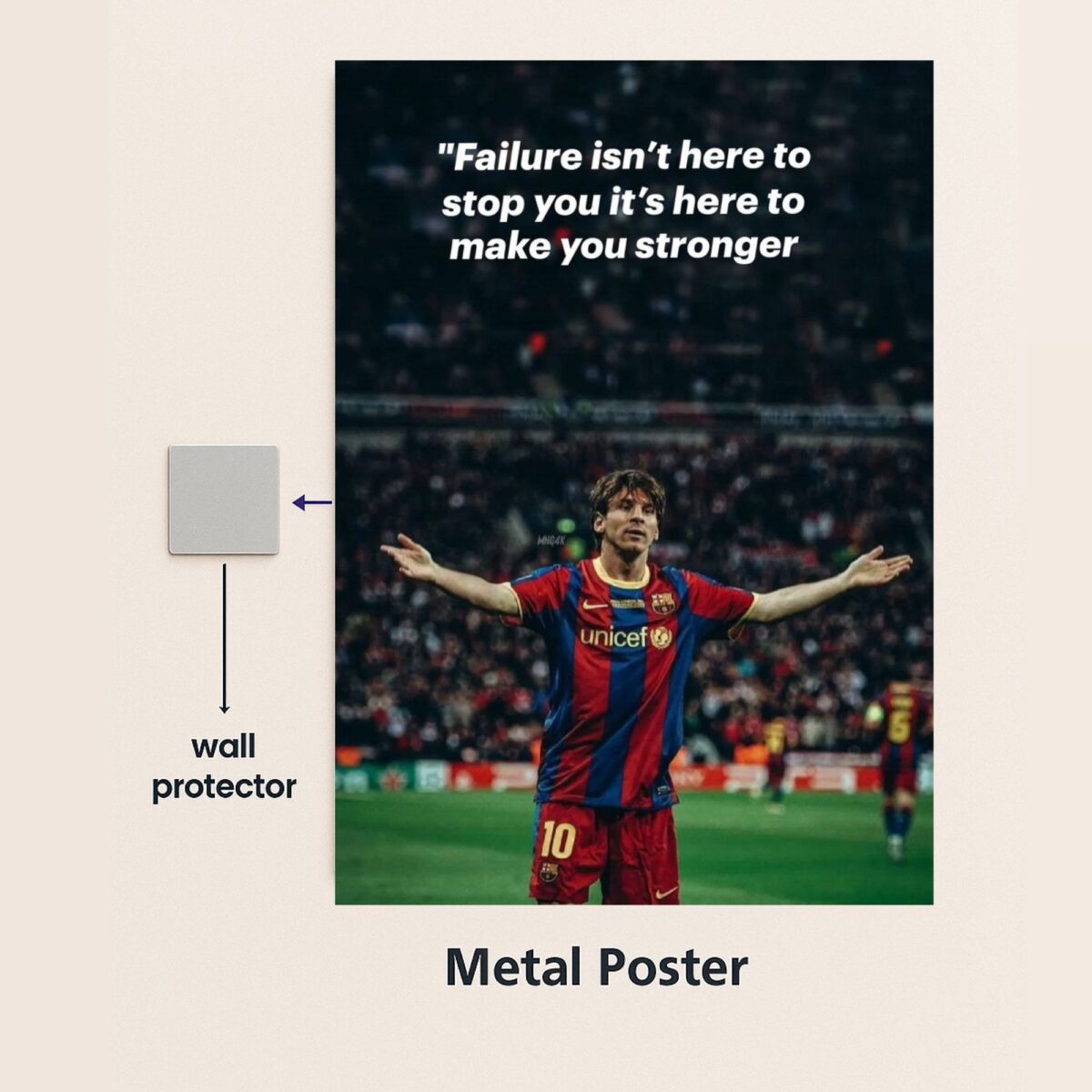 messi quote metal poster with wall protector