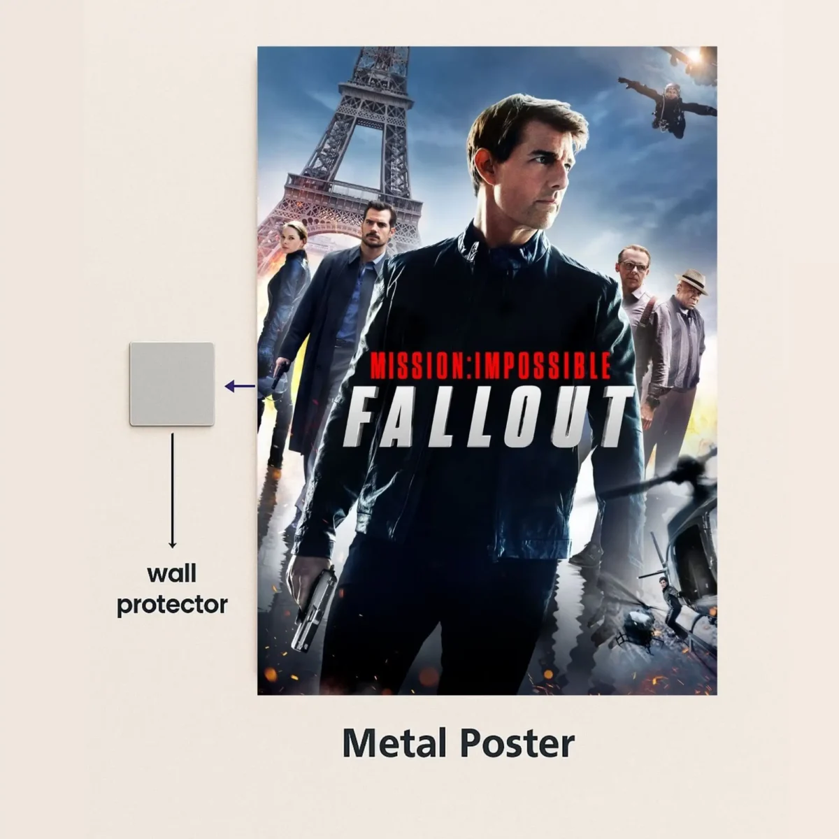 mission impossible movie metal poster with wall protector