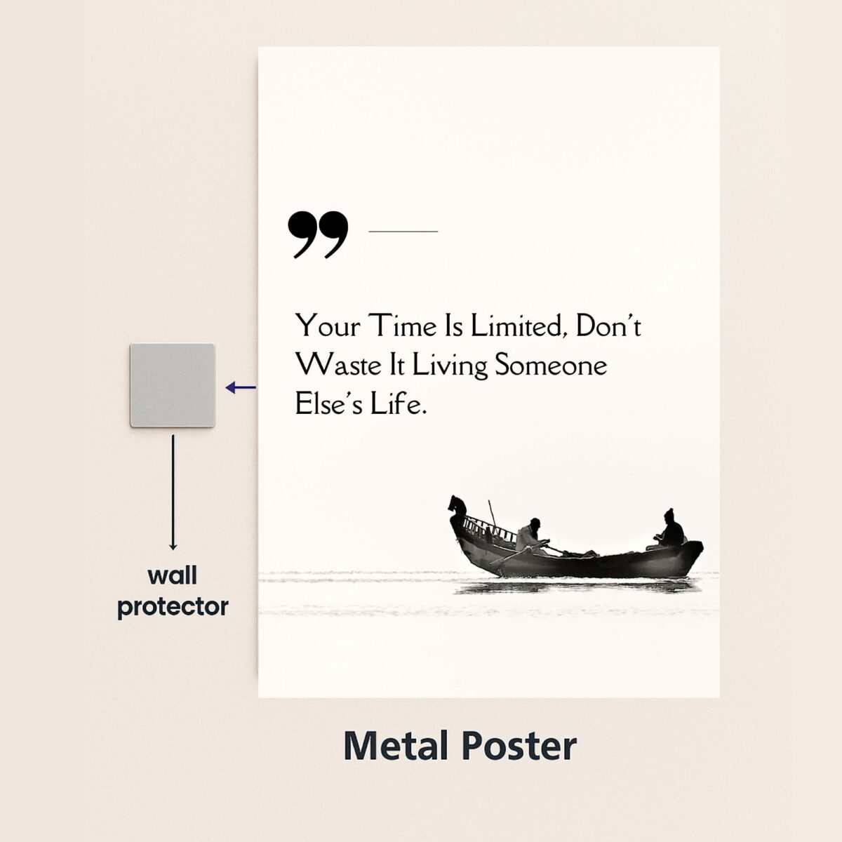 motivational life quote metal poster with wall protector