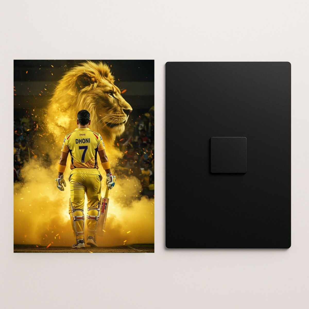 ms dhoni csk metal poster front and back preview