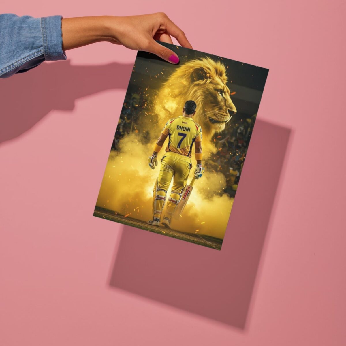 ms dhoni csk metal poster preview