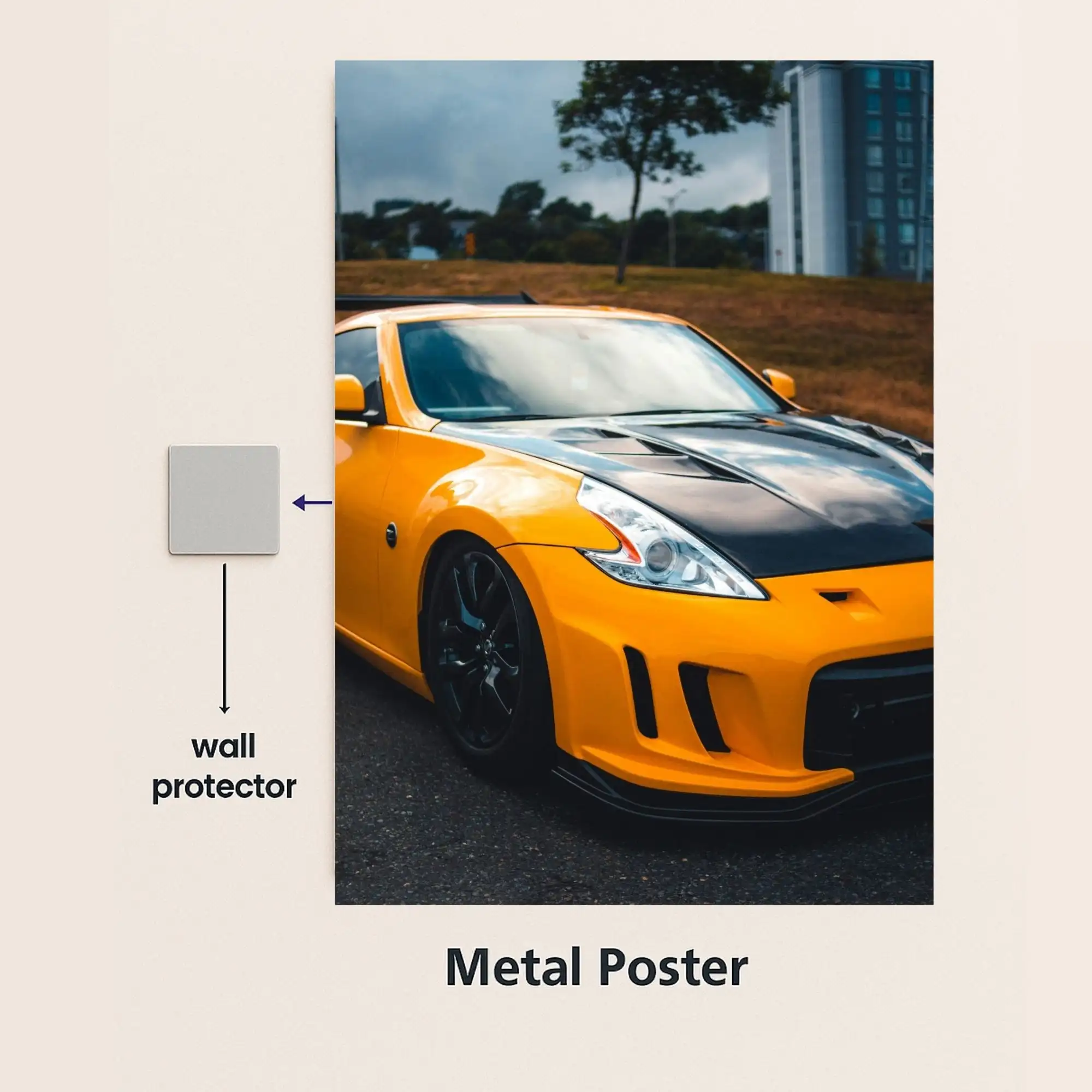 nissan 370z supercar metal poster with wall protector