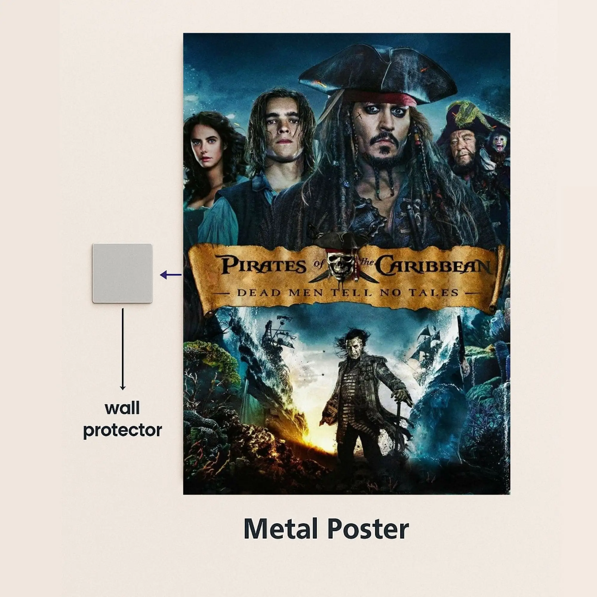 pirates of the caribbean movie metal poster with wall protector