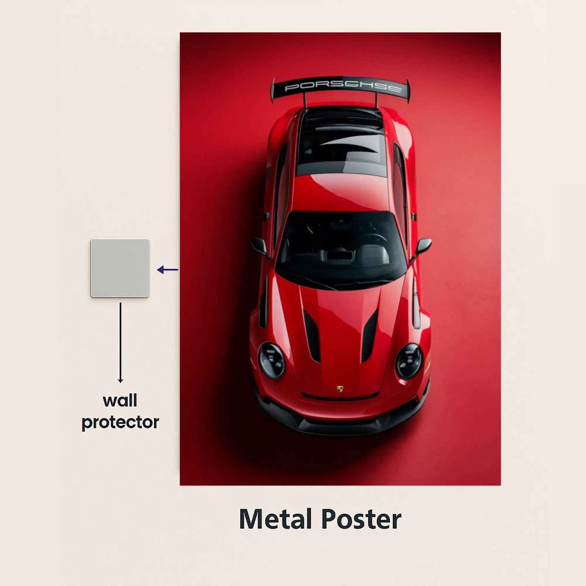 porsche 911 gt3 rs metal poster with wall protector