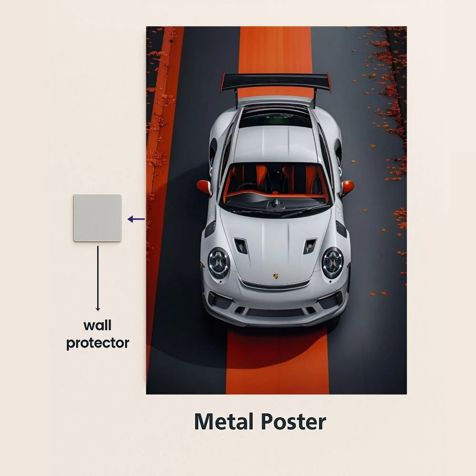 porsche 911 gt3 supercar metal poster with wall protector