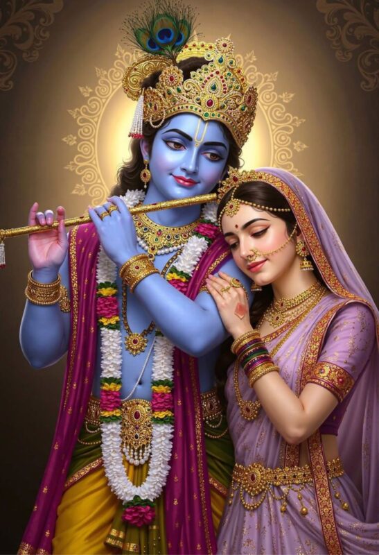 radha krishna metal poster