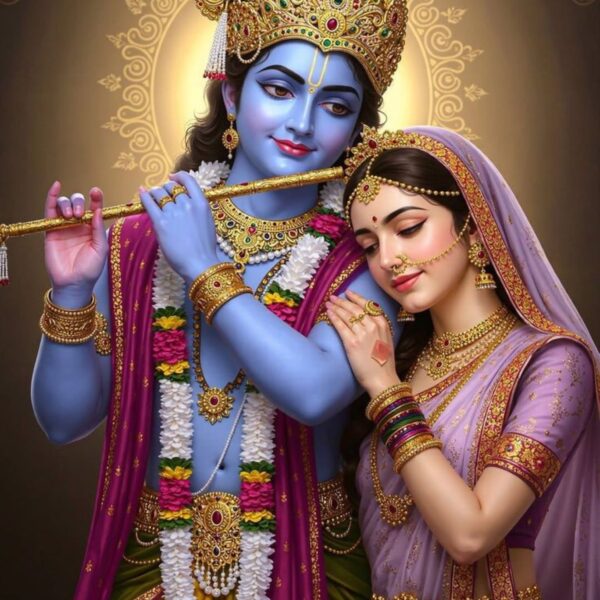 radha krishna metal poster