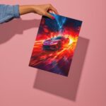 red sports car metal poster preview
