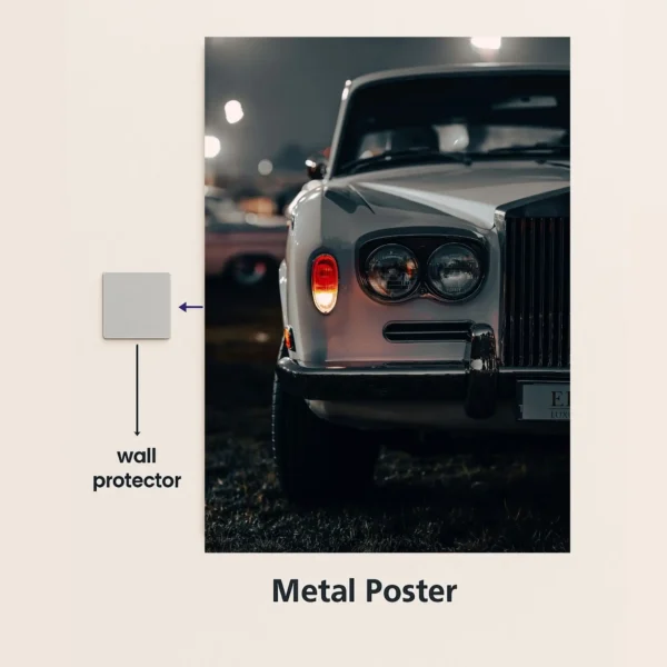 rolls royce silver shadow car metal poster with wall protector