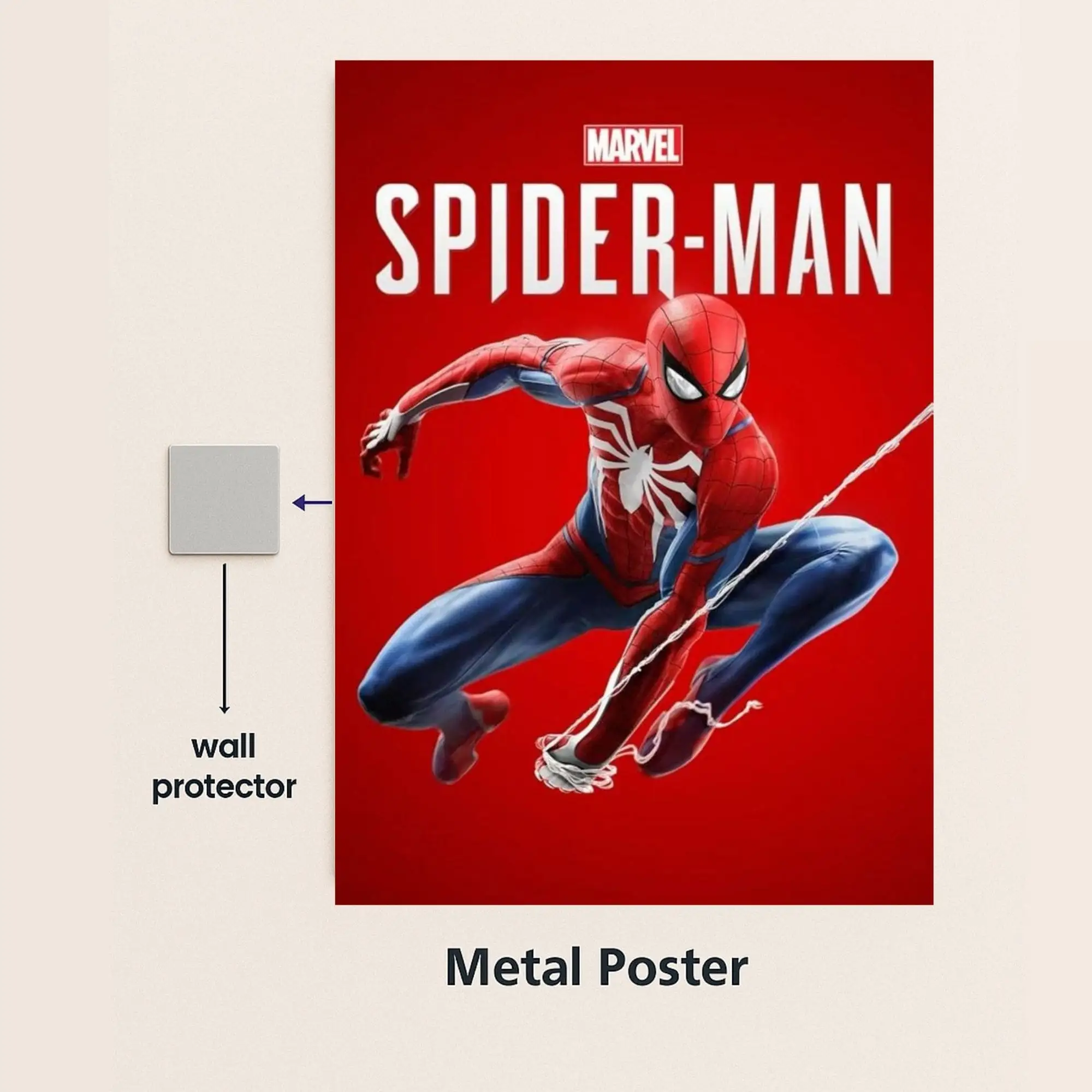 spiderman movie metal poster with wall protector