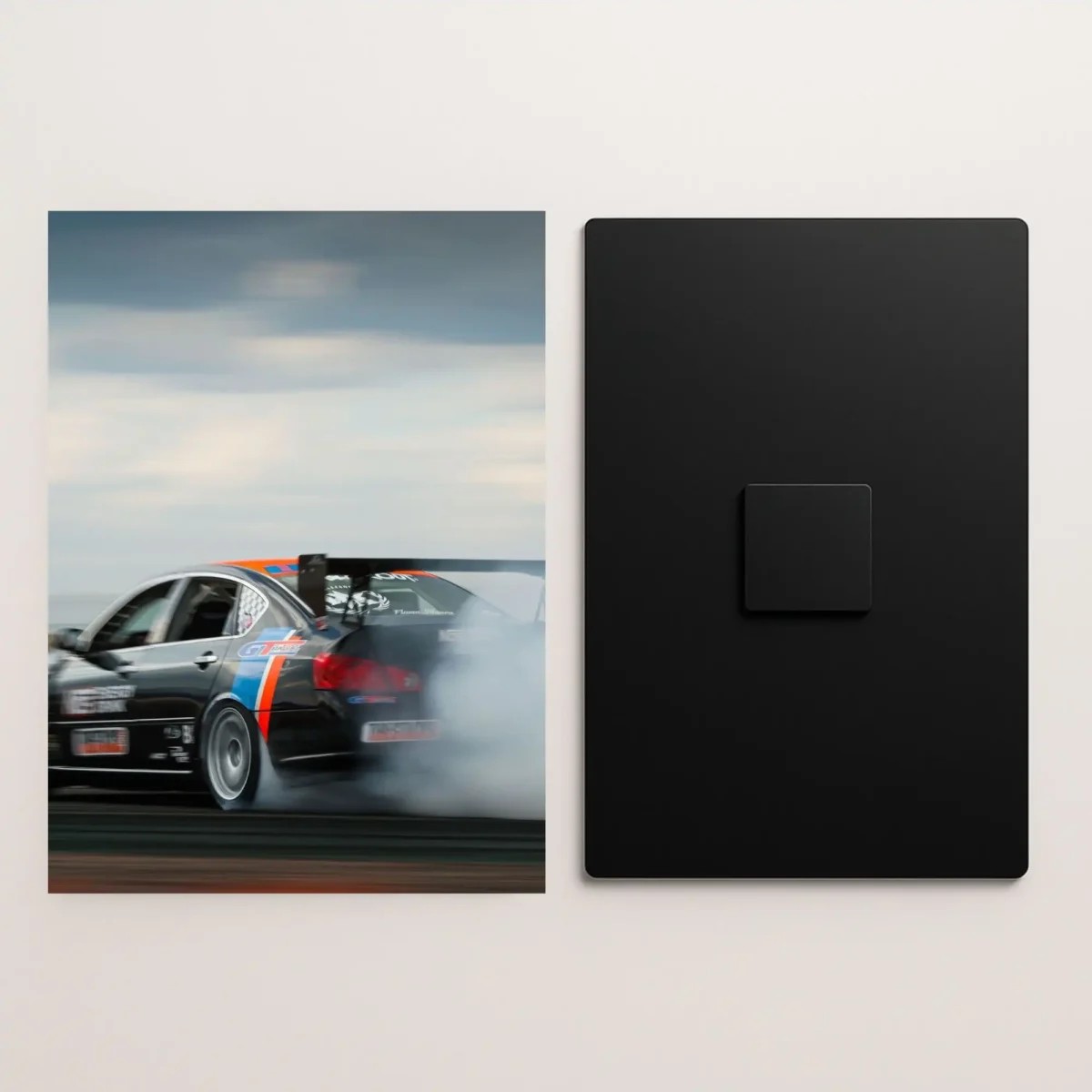 sport car drift metal poster front and back preview