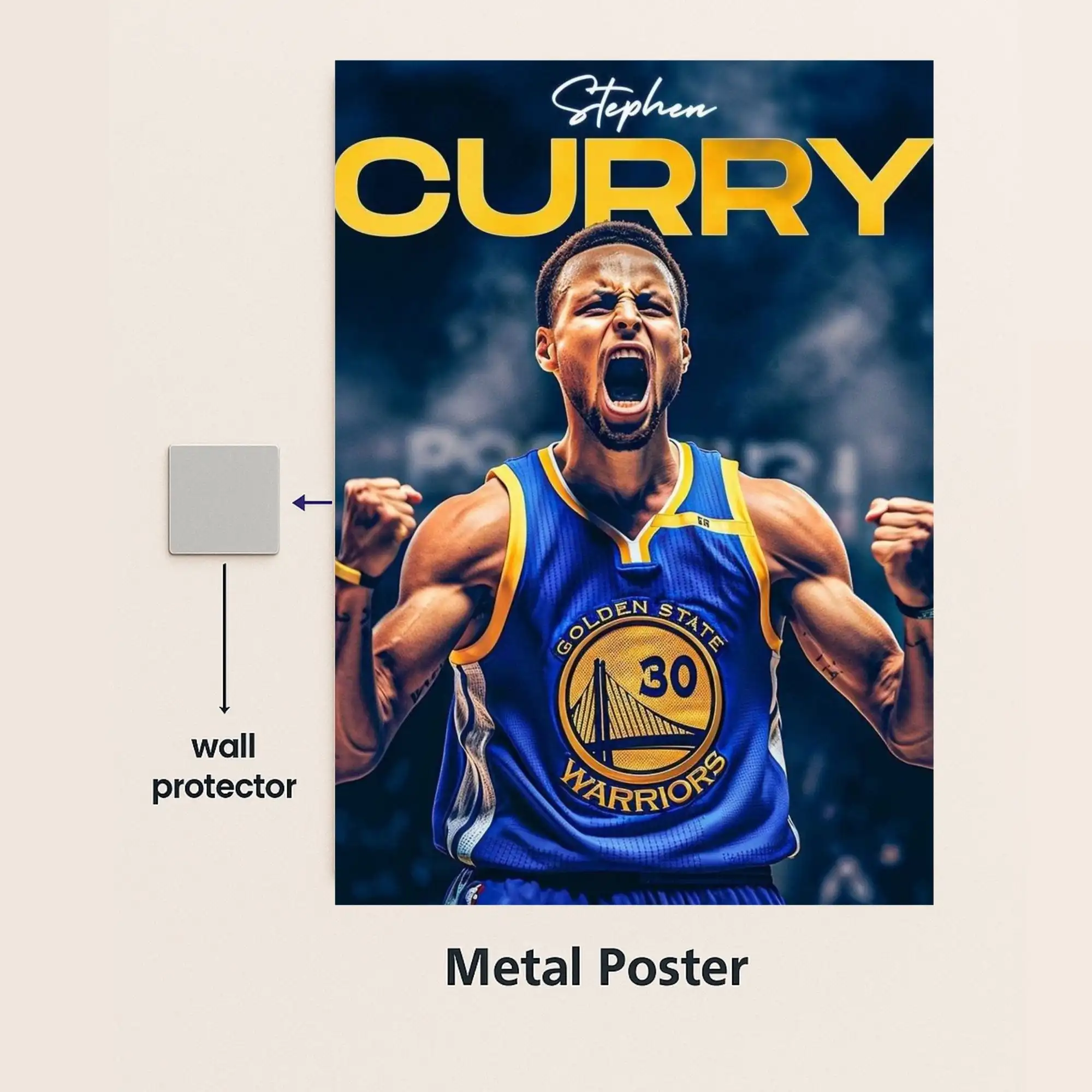 stephen curry metal poster with wall protector