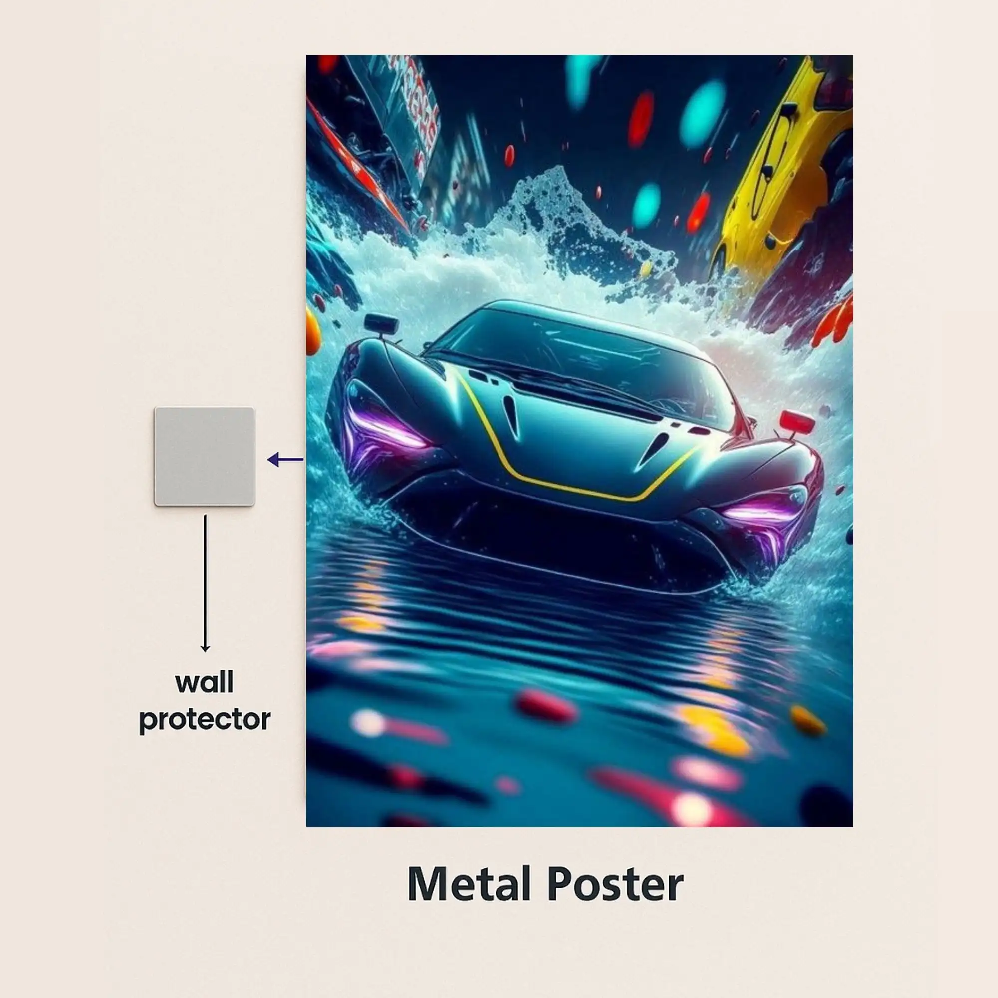 supercar metal poster with wall protector