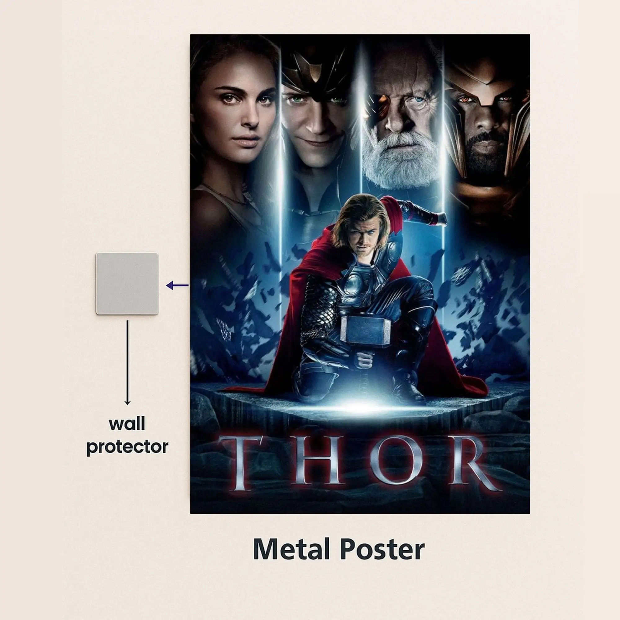 thor movie metal poster with wall protector