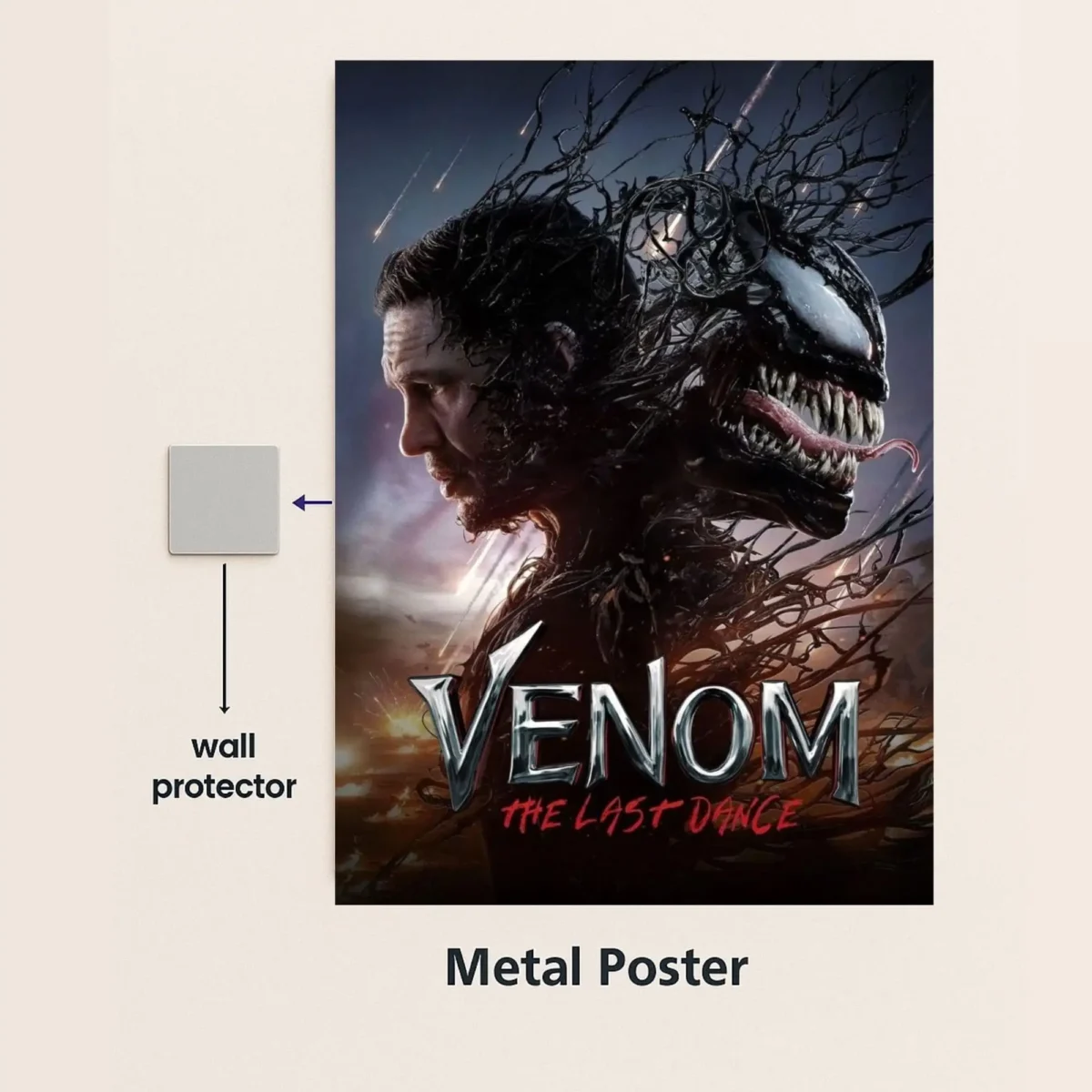 venom movie metal poster with wall protector