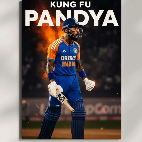 wall mounted hardik pandya metal poster
