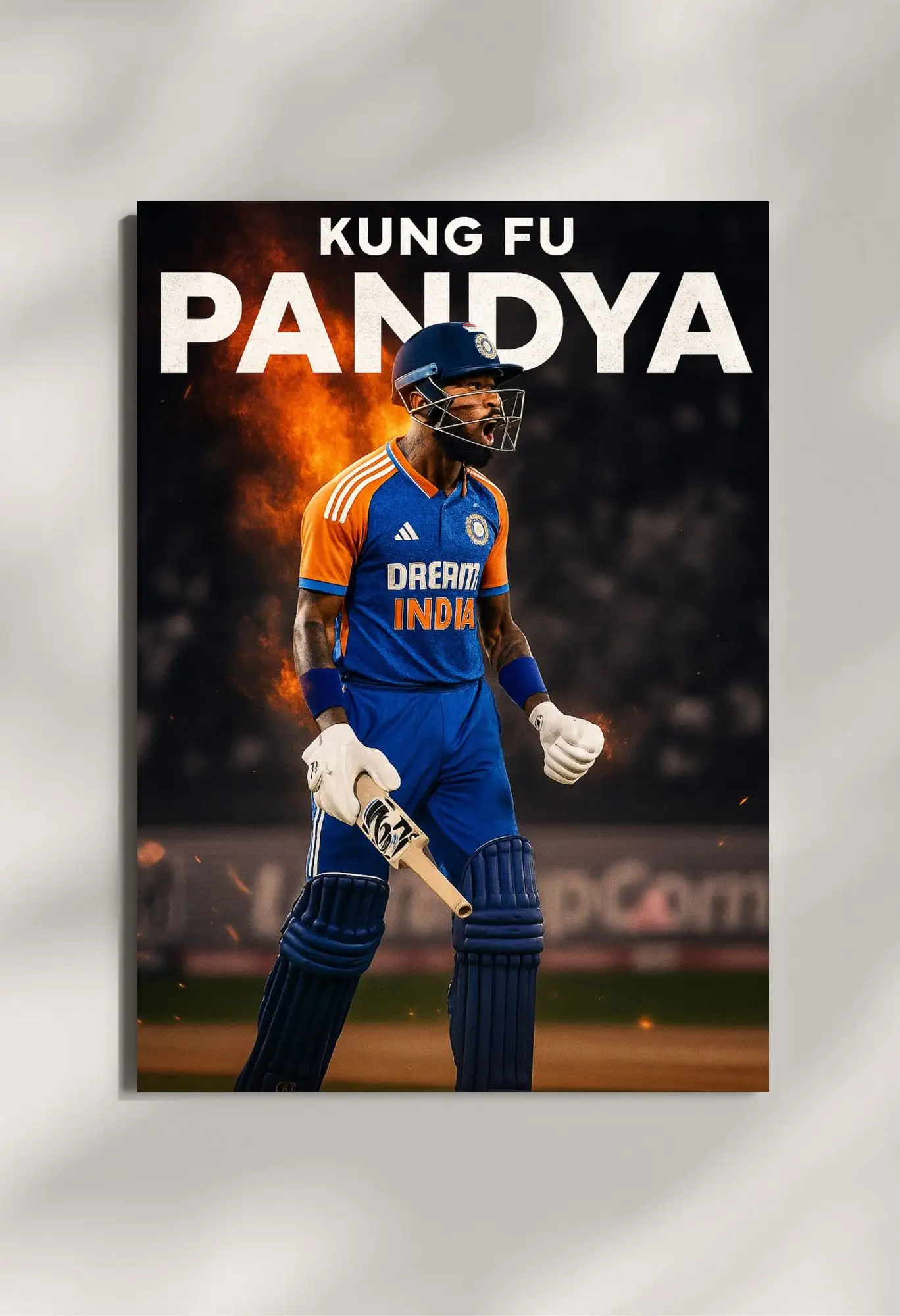 wall mounted hardik pandya metal poster