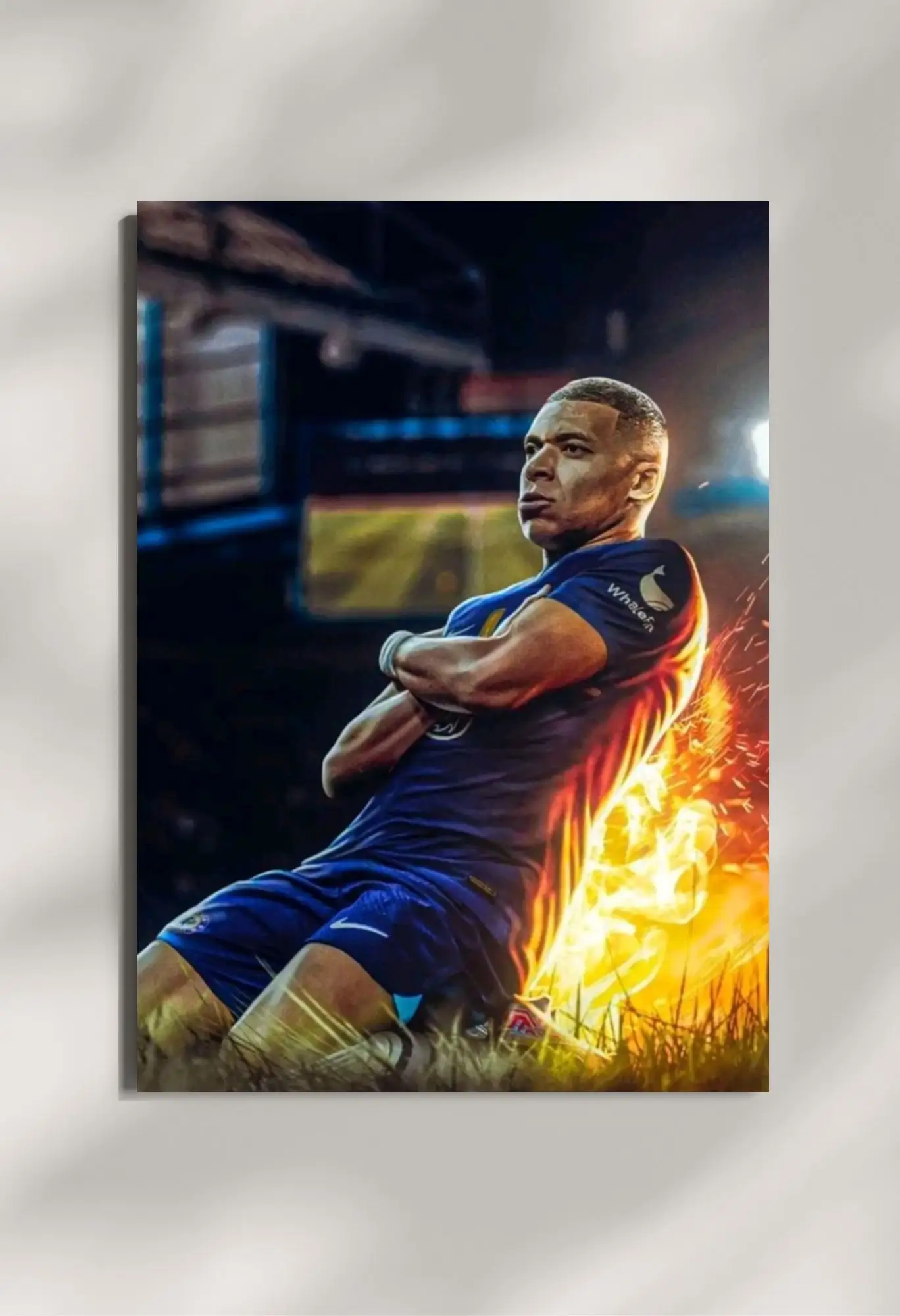 wall mounted kylian mbappe metal poster