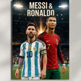 wall mounted messi and ronaldo metal poster