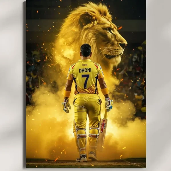 wall mounted ms dhoni csk metal poster
