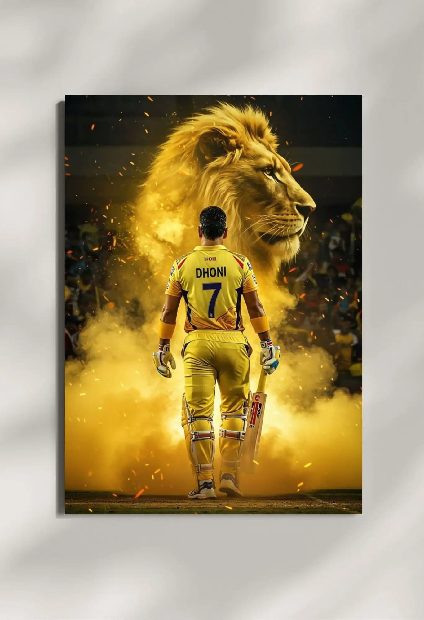 wall mounted ms dhoni csk metal poster