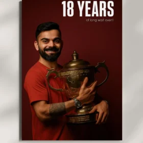 wall mounted virat kohli rcb ipl trophy metal poster