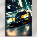 wall mounted yellow supercar metal poster