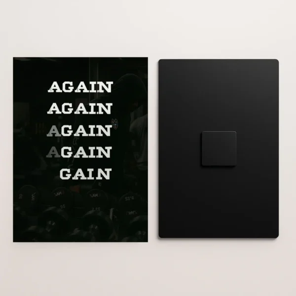 again and gain gym quote metal poster front and back preview