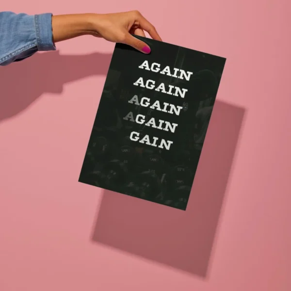 again and gain gym quote metal poster preview