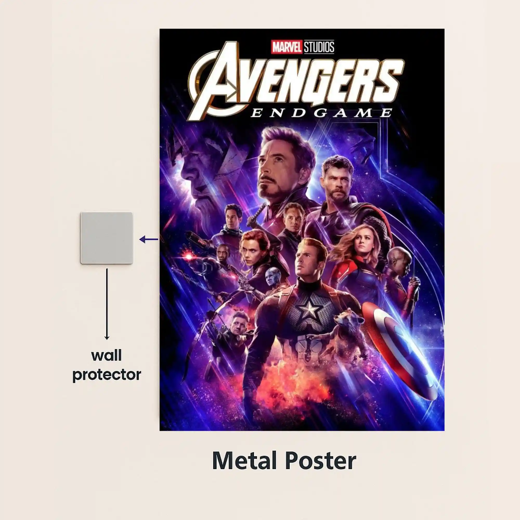 avengers endgame movie metal poster with wall protector