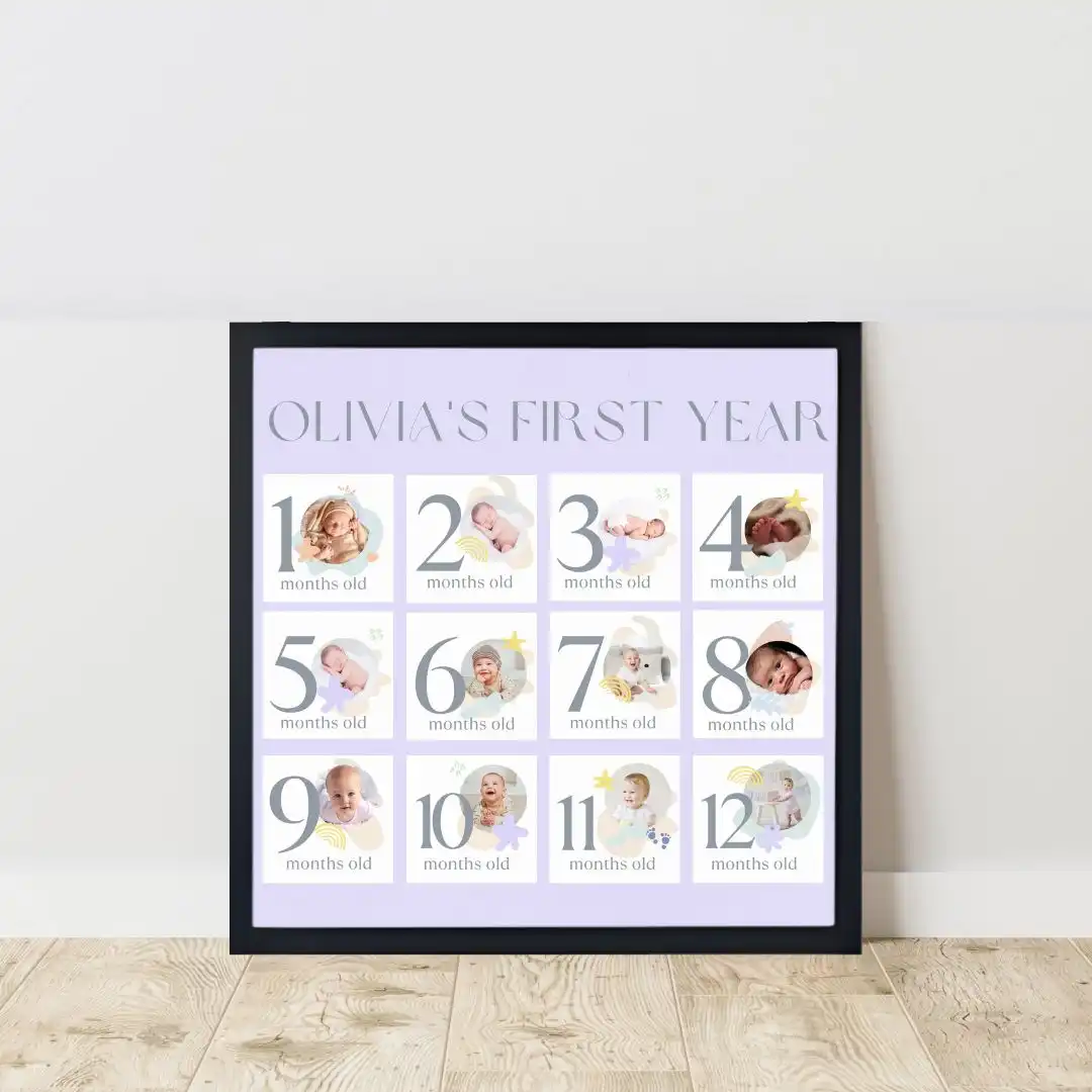 baby first year frame on floor