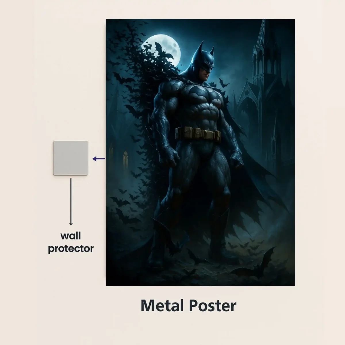 batman dark knight metal poster with wall protector