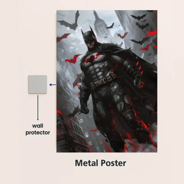 batman red metal poster with wall protector