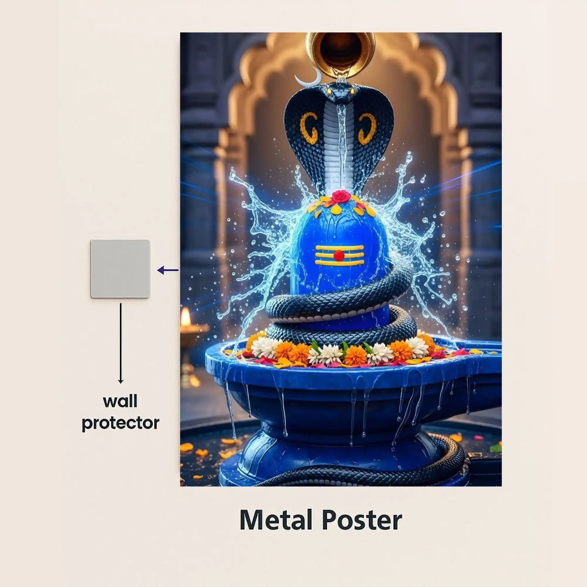 bholanath metal poster with wall protector