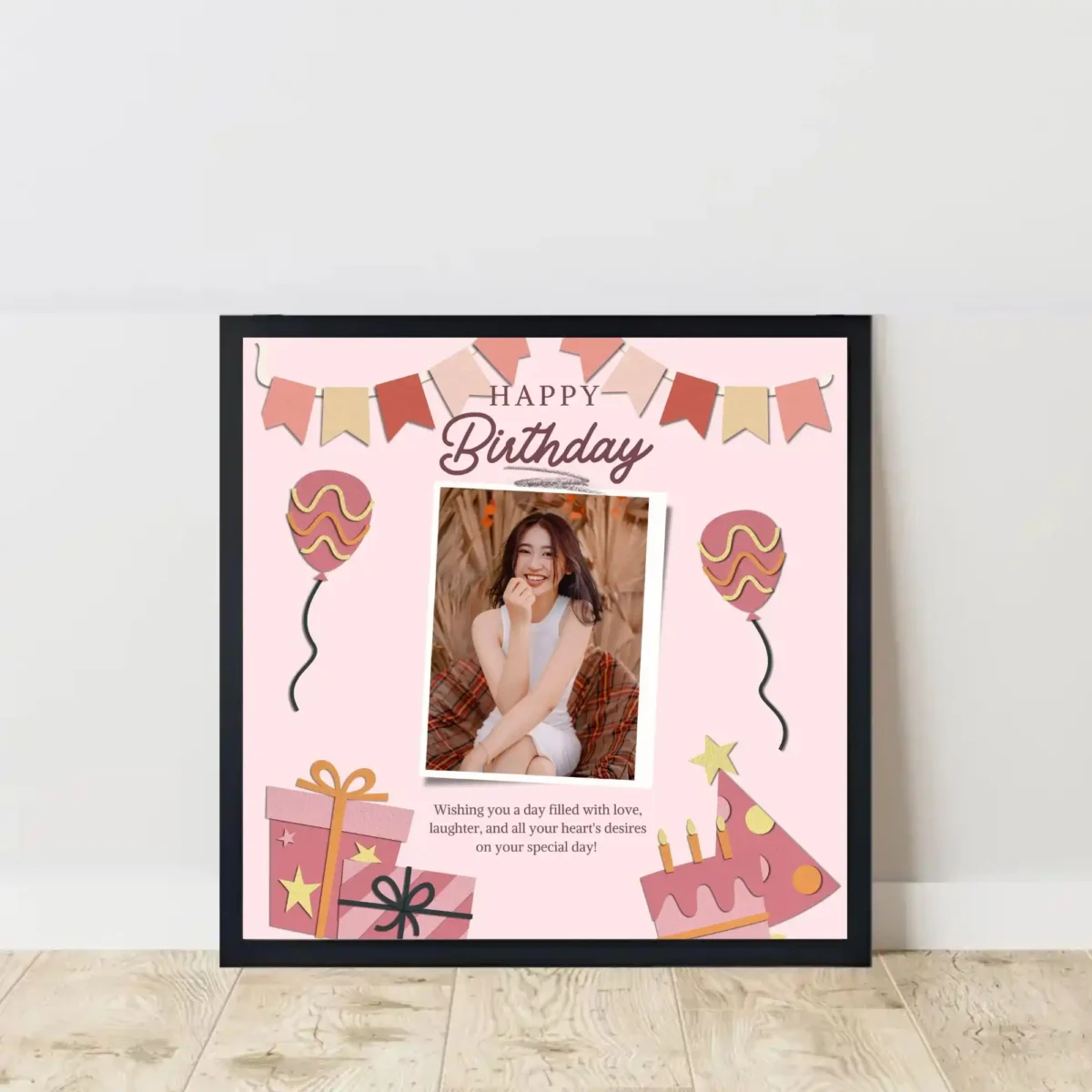 birthday spark frame on floor