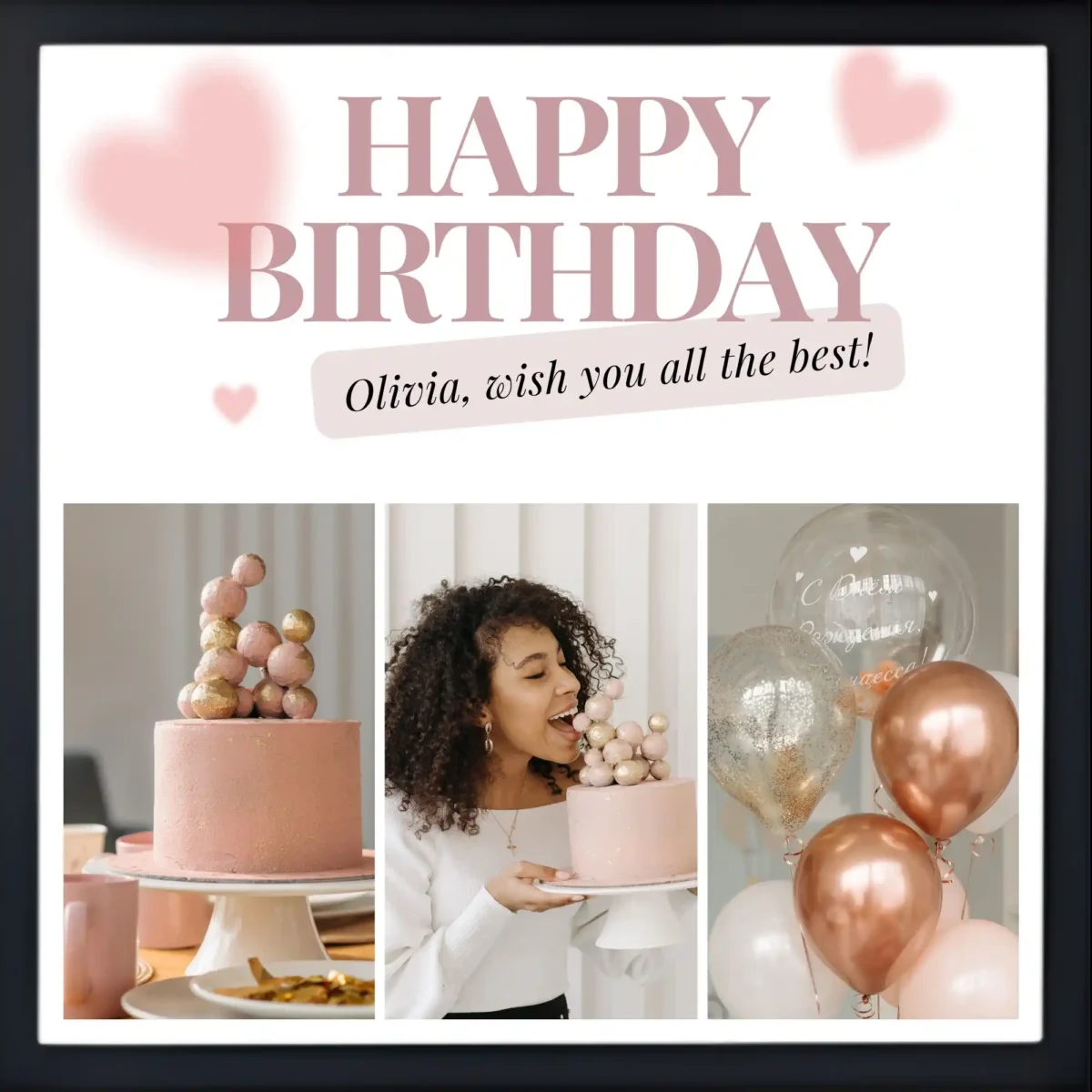 blushing birthday frame