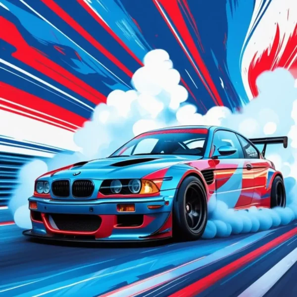 BMW M3 Turbo Drift Racing Metal Poster - Image 2