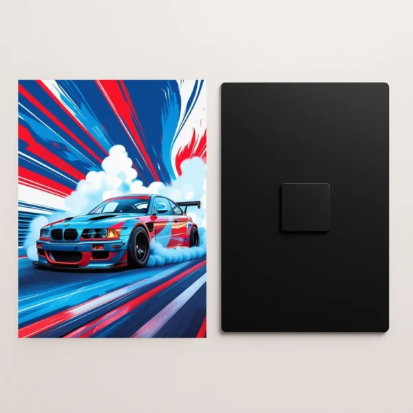 bmw m3 turbo drift racing metal poster front and back preview