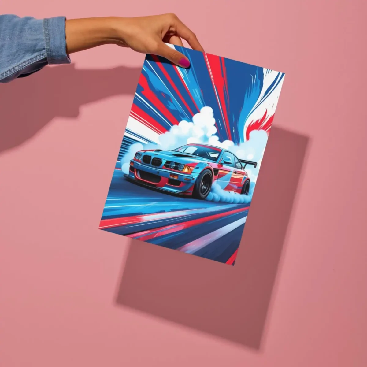bmw m3 turbo drift racing metal poster preview