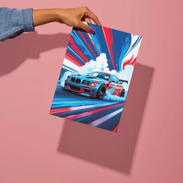 bmw m3 turbo drift racing metal poster preview