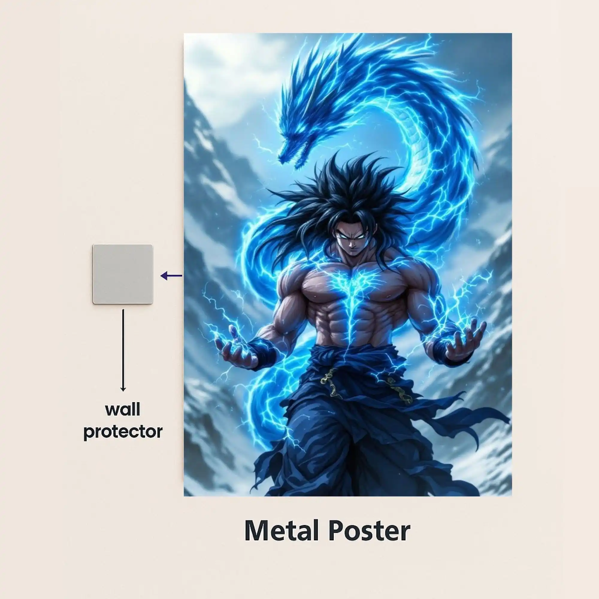 broly metal poster with wall protector