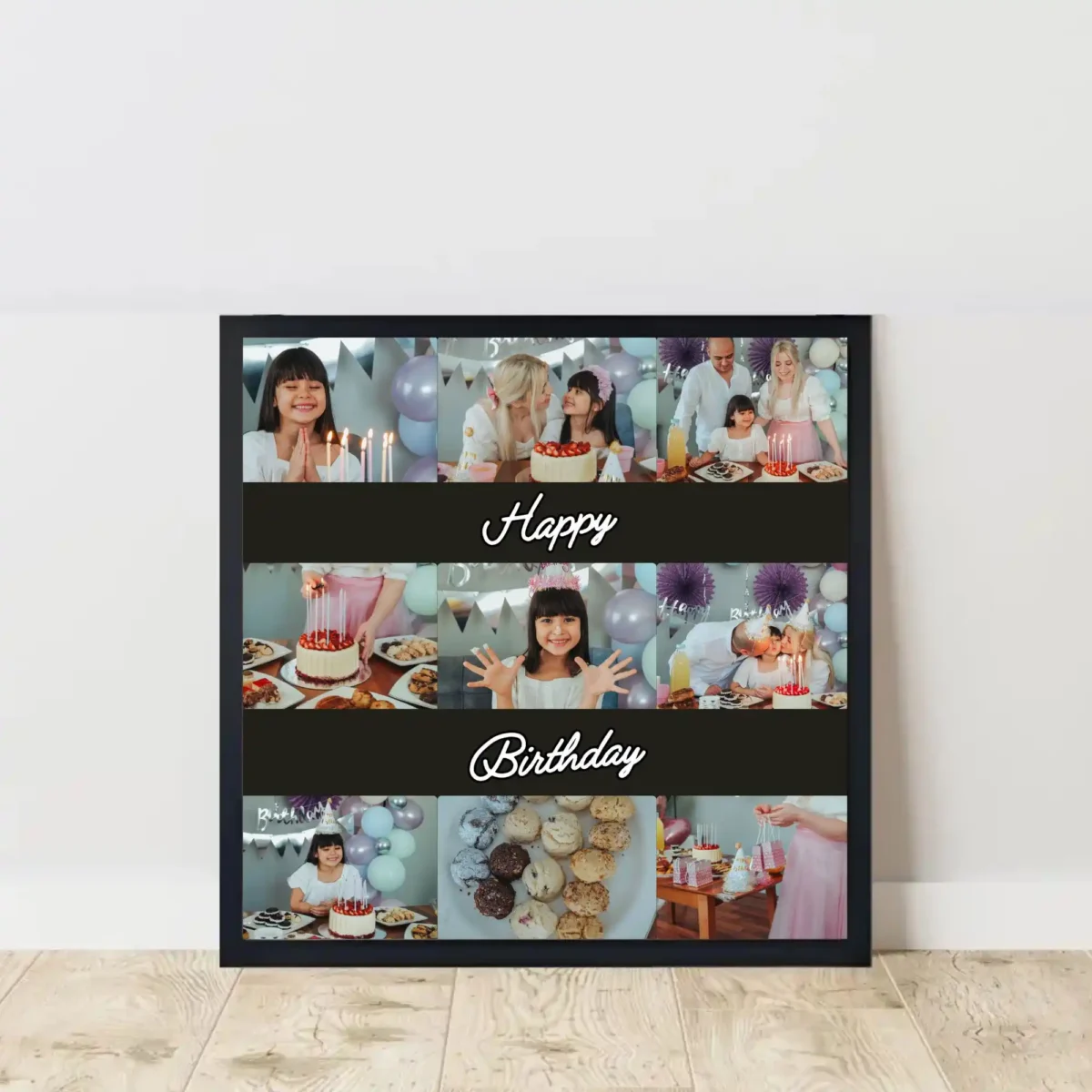 celebration collage birthday frame on floor