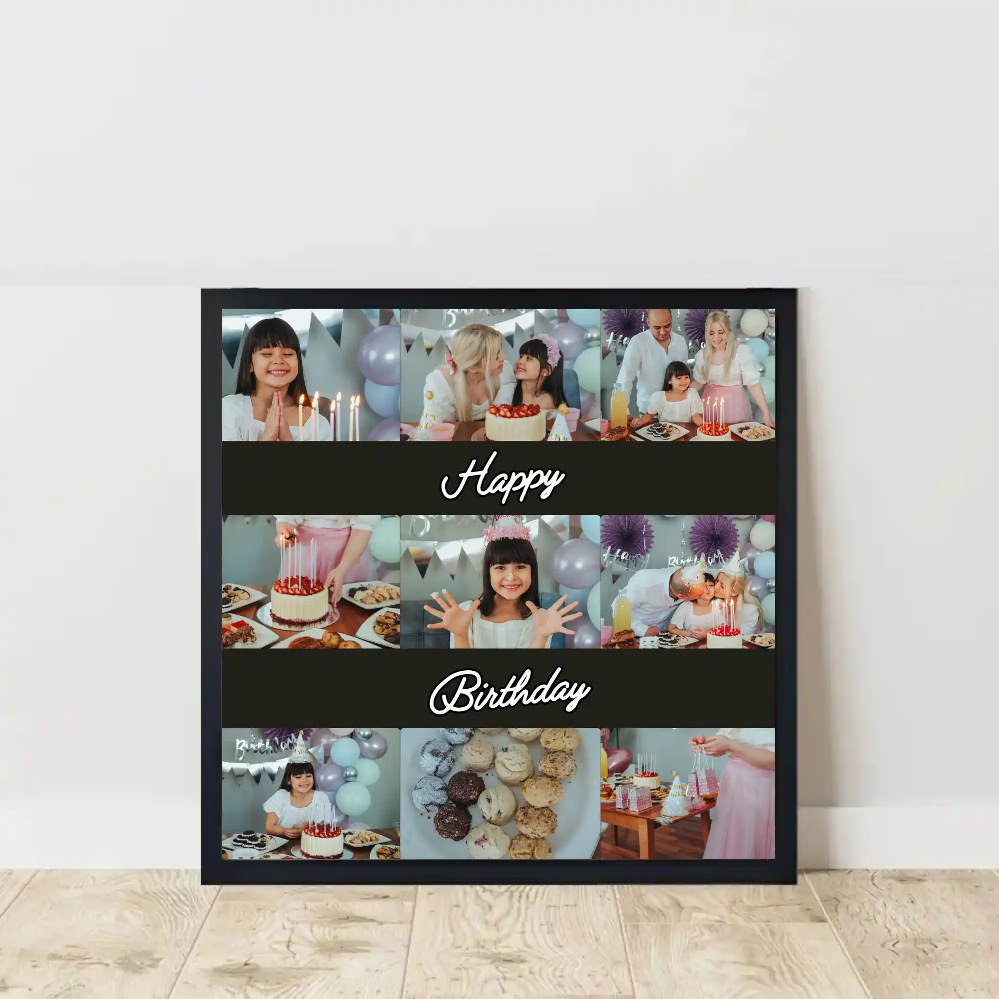 celebration collage birthday frame on floor