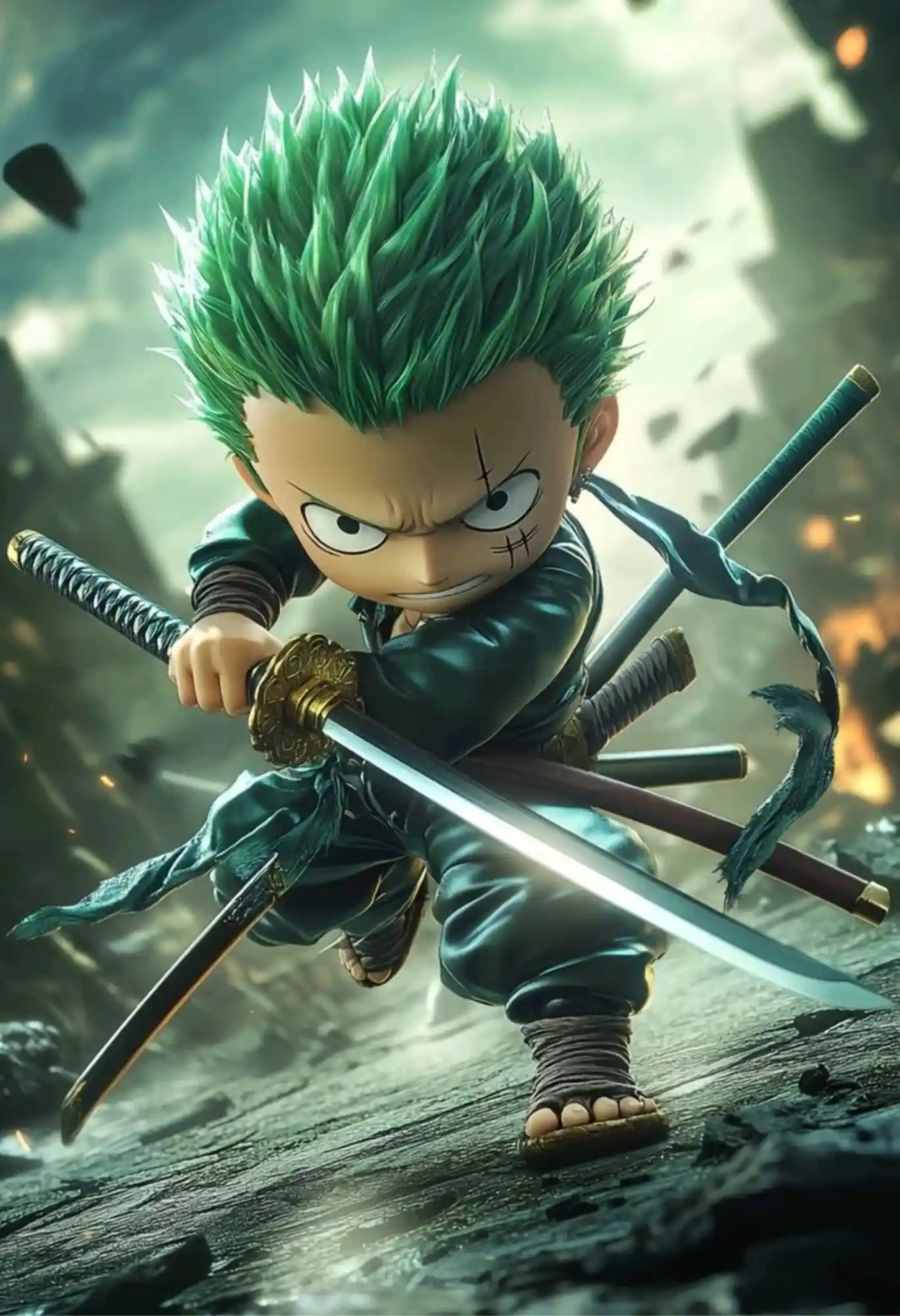 chibi swordmaster roronoa zoro metal poster