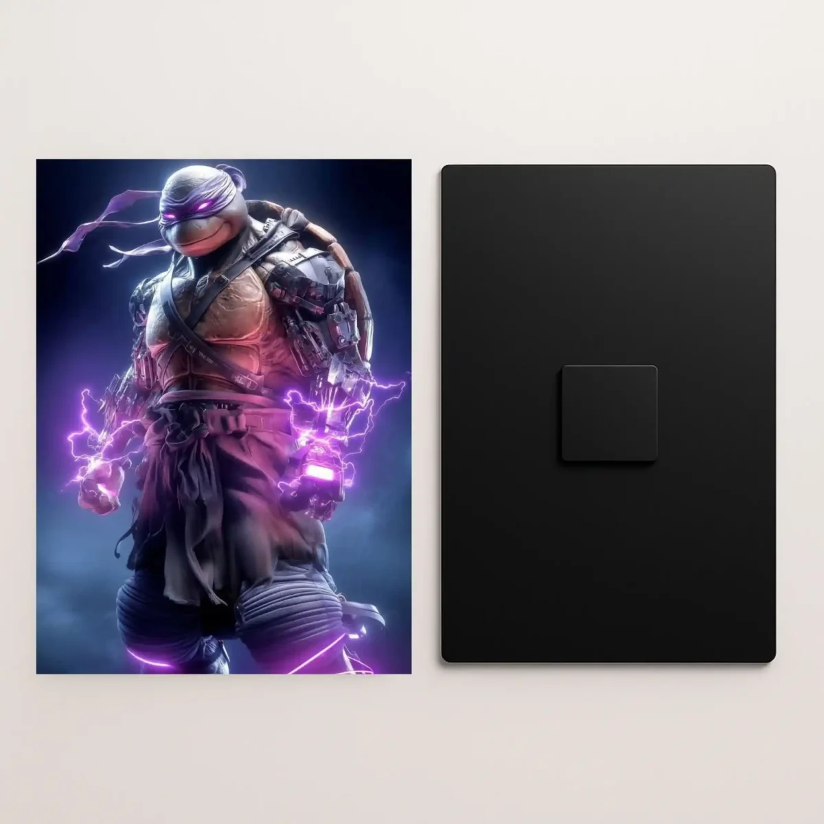 donatello ninja turtle lightning warrior metal poster front and back preview